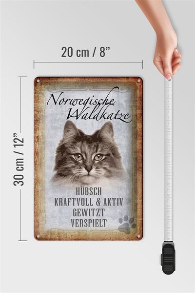 Blechschild Spruch 20x30cm norvegische Waldkatze Katze Wanddeko