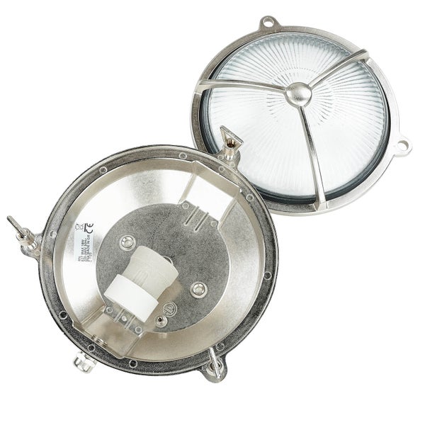 Geöffnete runde Wandleuchte mit Lampenfassung