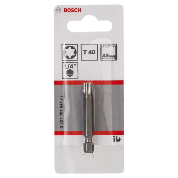 Bosch Torx-Bit T 40 mit einer Länge von 49 mm in Verpackung