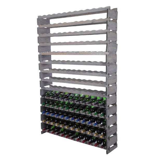 Weinregal VINOTECA FLEX PRO HxBxT 191x123x28cm 168 Flaschen auf 14 Ebenen Massives Kiefernholz Grau