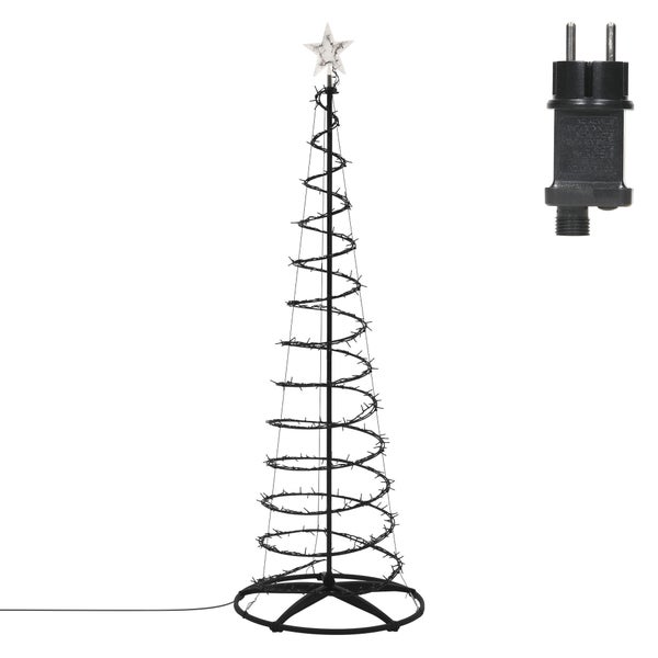 Beleuchteter LED Weihnachtsbaum in Spiralform mit Stern an der Spitze und Netzstecker