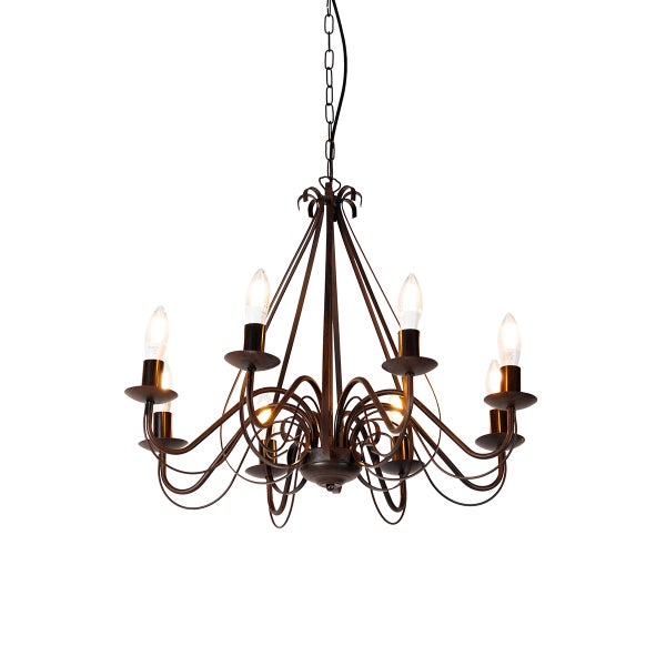 Rustikaler Deckenleuchter mit sechs Leuchten