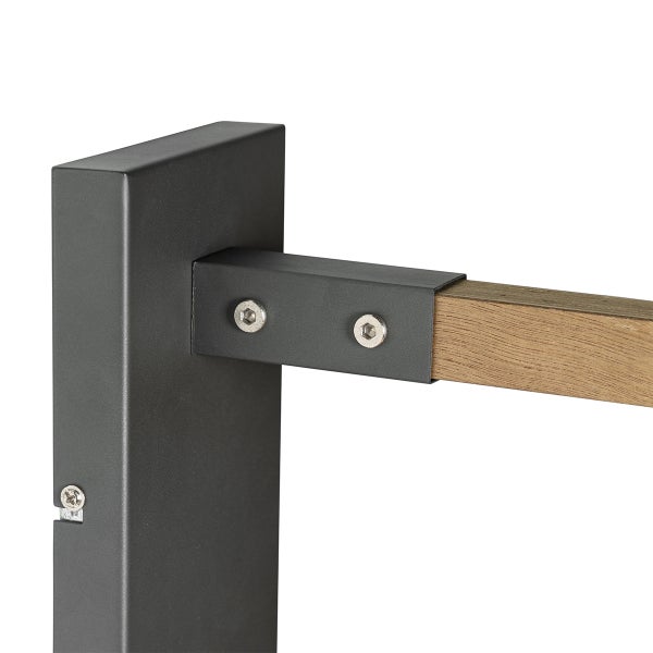 Wandhalterung aus Metall mit Holzelement und Schraubbefestigung zur Wandmontage.
