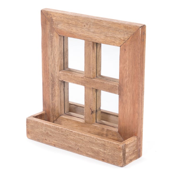 Wandspiegel Vintago 40x36 cm, Mahagoni Holz, mit Ablage naturfarben