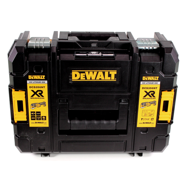 DeWALT Werkzeugkoffer TSTAK II für DCS356NT Akku-Multitool, robuster Systemkoffer mit Tragegriff und Metallschließen.