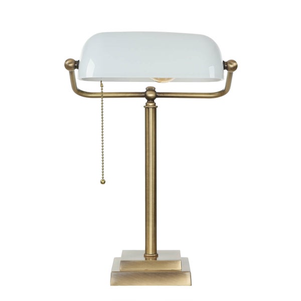 Tischleuchte im Banker Stil mit Zugschalter