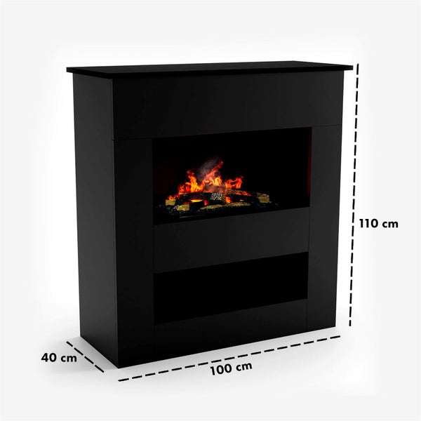 GLOW FIRE Elektrokamin 'Brecht' | Wasserdampf Kamin mit OMC 600 inkl. Holz in schwarz | HxBxT: 110x100x50 cm