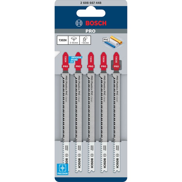 Bosch PRO Plastics PVC clean T302H Stichsägeblatt 132 mm 5-tlg. - 2608667448