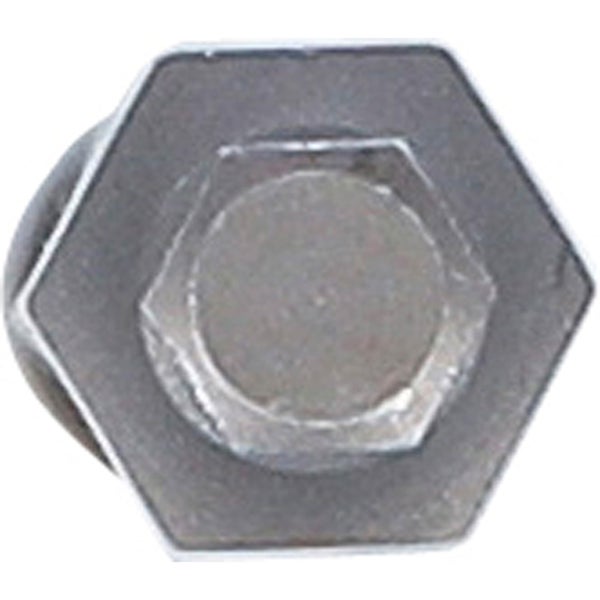 Sechskantschraube aus Metall in der Draufsicht.