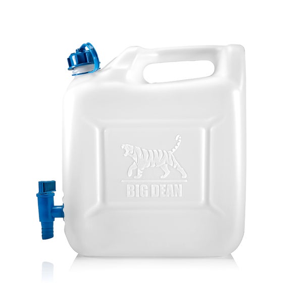 Wasserkanister aus Kunststoff mit Hahn und Tragegriff