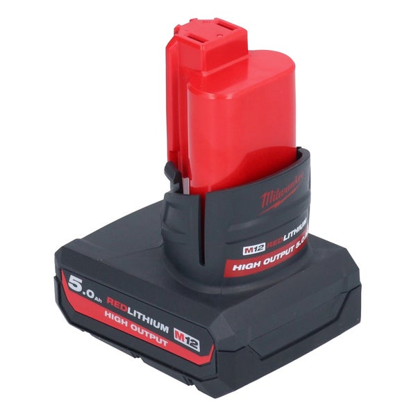 Milwaukee M12 RedLithium High Output Akkupack mit 5,0 Amperestunden Kapazität.