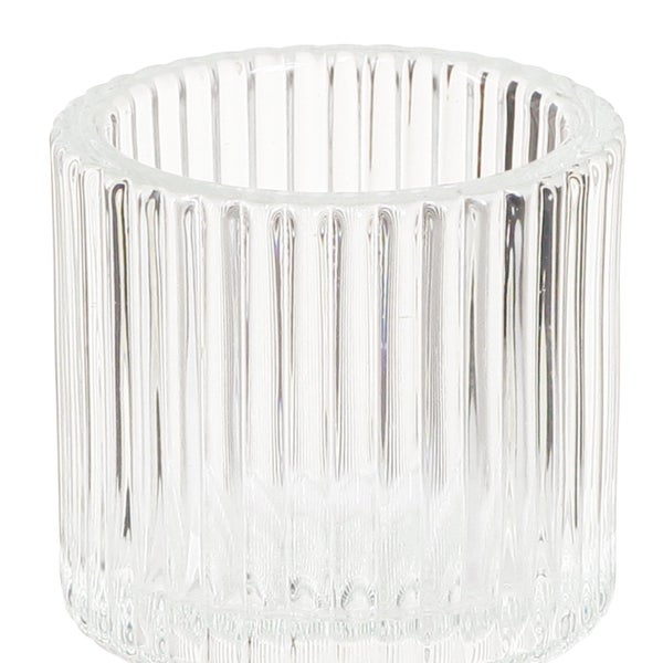 Windlicht aus Glas mit gerippter Oberfläche
