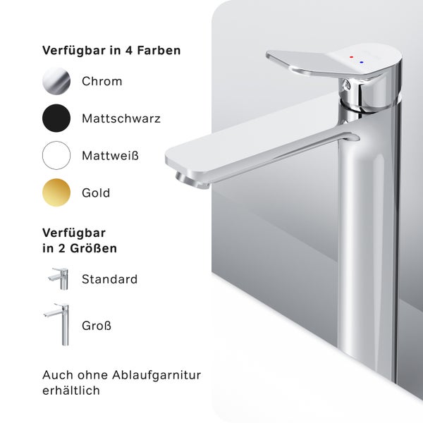 AM.PM Waschtischarmatur für Aufsatzwaschbecken mit Klick-Ablaufgarnitur FXA92200 X-Joy
