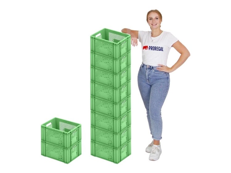 PROREGAL Eurobehälter Obst- und Gemüsekasten HxBxT 19 x 30 x 40 cm 18 Liter Grün Obst-Gemüsekiste Obstkorb Transportbox