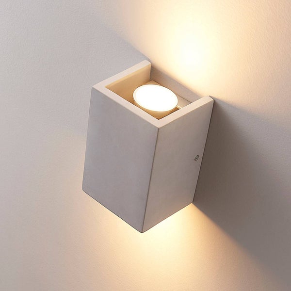 Lindby Beton Wandleuchte, Wandlampe Innen Gerda (Modern) in Alu aus (2 flammig GU10) - Wandstrahler Wandbeleuchtung Schlafzimmer / Wohnzimmer Licht nach oben & unten Flurleuchte