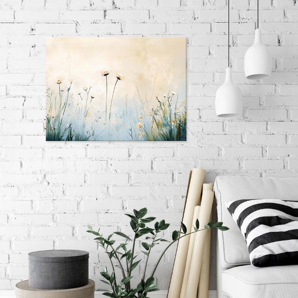 Leinwandbild Blumen Wiese Modern Bilder 100x70 cm