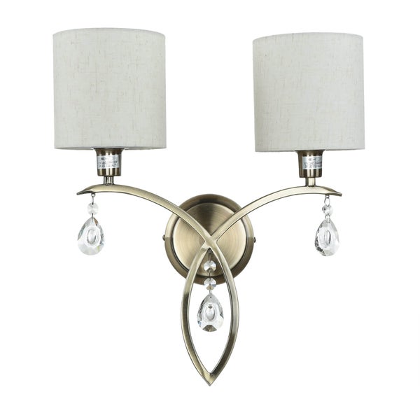 Wandleuchte mit zwei Lampen und Kristallanhängern