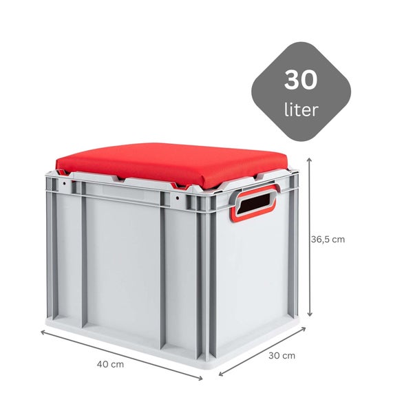 PROREGAL SparSet 4 x Eurobox NextGen Seat Box Rot HxBxT 36,5 x 30 x 40 cm 30 Liter Griffe Offen Eurobehälter Sitzbox Transportbox