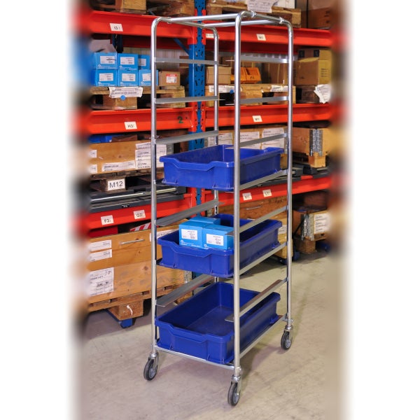 Kongamek Kistenwagen 460x590x1880mm verzinkt mit 11 Böden ohne Bremse