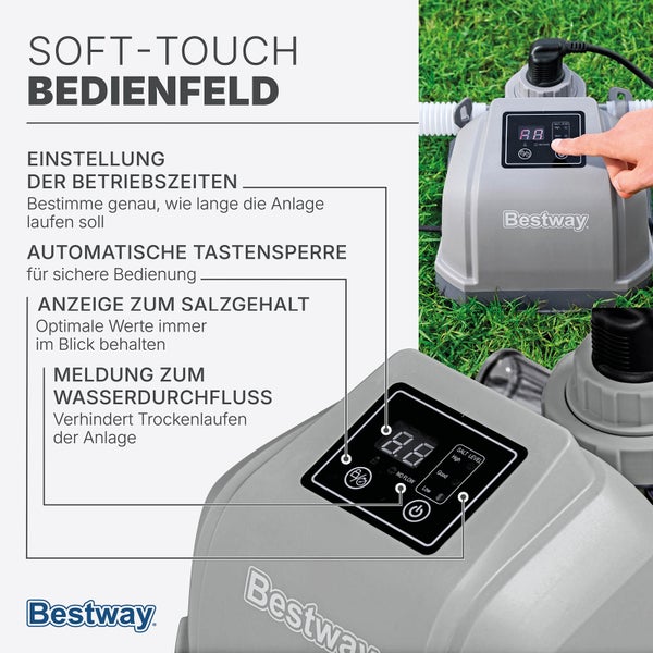 Bestway Salzwassersystem mit Soft-Touch Bedienfeld