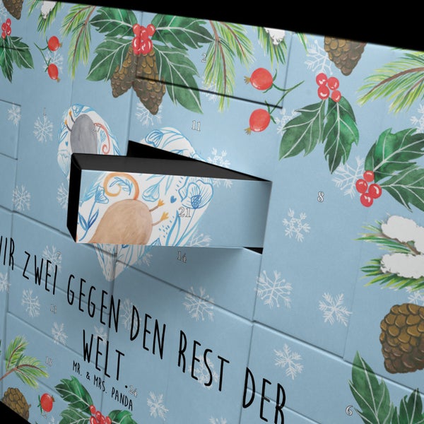 Mr. & Mrs. Panda Befüllbarer Adventskalender Mäuse Herz - Blau Pastell