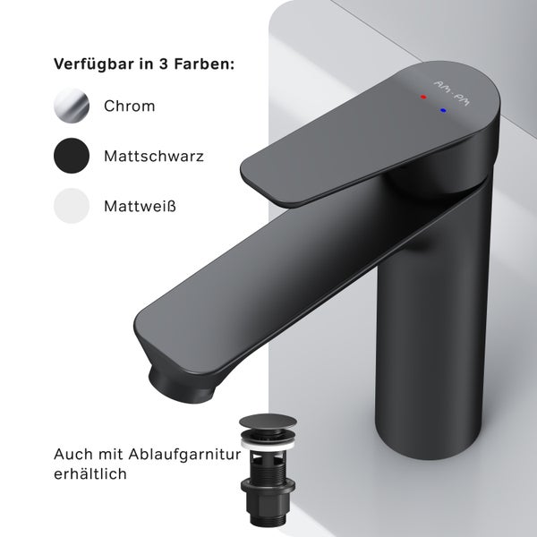 AM.PM Waschtischarmatur mit Einhebelmischer FTA02122 Hit Schwarz matt