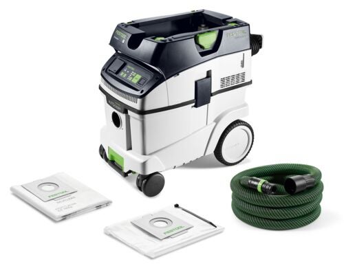 Festool Absaugmobil CLEANTEC CT 36 E AC-PLANEX inklusive Saugschlauch und zwei Filtersäcken.