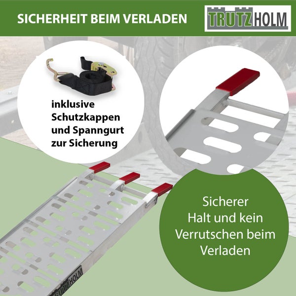 TRUTZHOLM 1 x Auffahrrampe klappbar 228 cm Traglast 340 kg Alu grau gelocht Rampen Motorradrampe