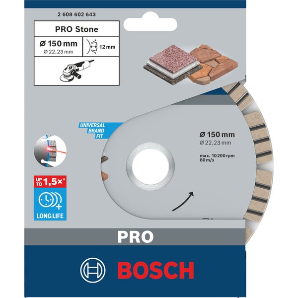Bosch PRO Stone Diamanttrennscheibe 150 x 22,23 mm - 2608602643