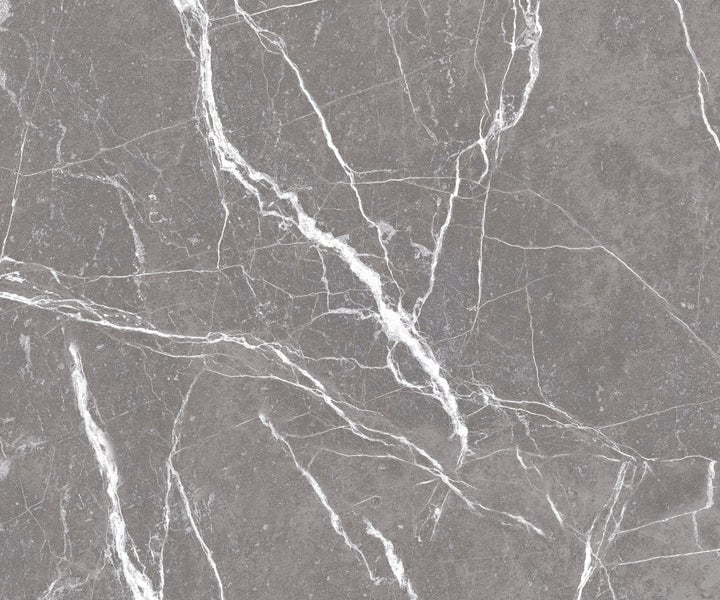 Feinsteinzeug Wand- und Bodenfliese Premium Marble Statuario Grau 60 x 60 x 0,9 cm glasiert poliert rektifiziert