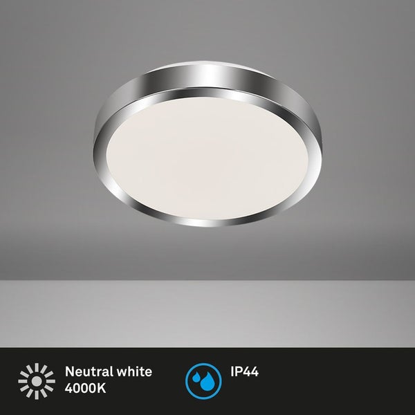LED Badleuchte Deckenleuchte IP44 15W silber Metall-Kunststoff Ø 29 cm Briloner