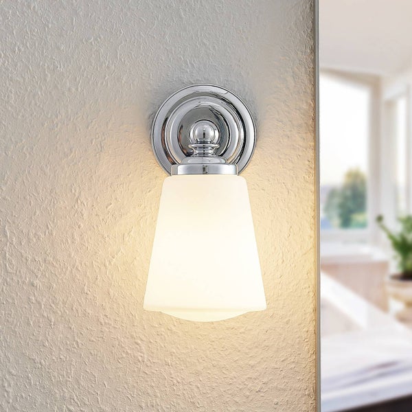 Arcchio Wandleuchte, Wandlampe Bad Mahdi (spritzwassergeschützt (Modern) in Chrom aus Glas (1 flammig E14) - Wandleuchten Spiegelleuchte Badezimmer Wandbeleuchtung Badezimmerleuchte