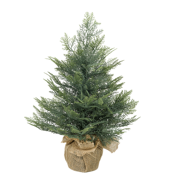 Künstlicher Zypressenbaum im Jutesack