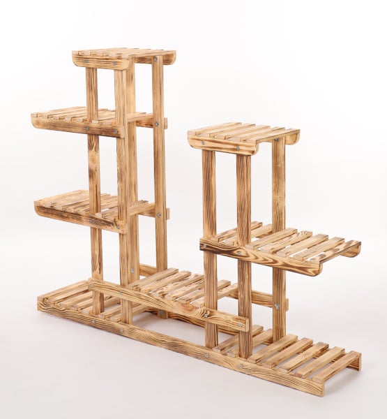 Blumenständer FLORANGE HxBxT 116x95x25cm 8 Ablagen Kieferholz Geflammt
