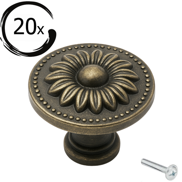 20er-Pack Möbelknöpfe mit Blumendesign und Schraube
