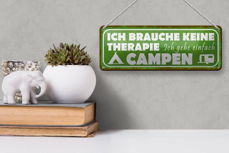 Blechschild Spruch 27x10cm Camping ich gehe einfach campen Dekoration