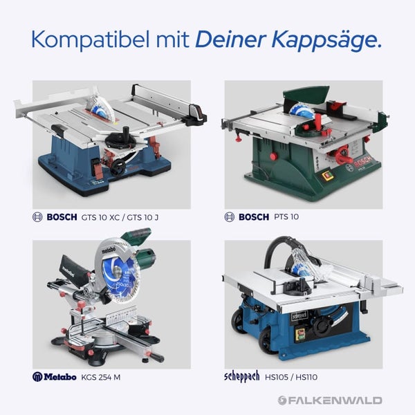 FALKENWALD ® Sägeblatt 250x30 80 Zähne - Ideal für Holz, Metall & Alu - Multi Kreissägeblatt 250x30 - Kompatibel mit Gehrungssäge & Tischkreissäge von Bosch & Metabo - 250x30