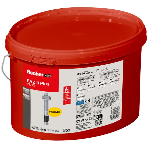 Fischer FAZ II Plus Bolzenanker im Eimer, 85 Stück, zur Befestigung im Beton