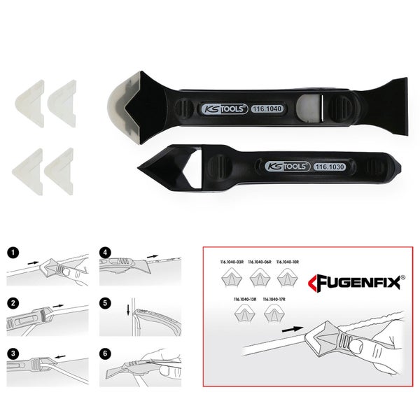 KS TOOLS FUGENFIX Silikonschaber- und Abziehersatz 7tlg. - 116.1050