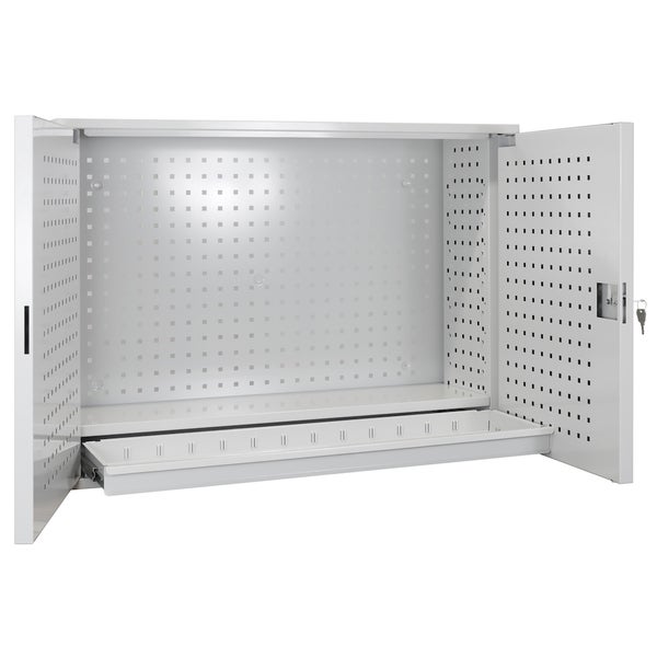 PROREGAL Werkzeugwandschrank mit 2 Türen 1 Fachboden 1 Schublade HxBxT 75,5 x 105 x 31 cm Lichtgrau