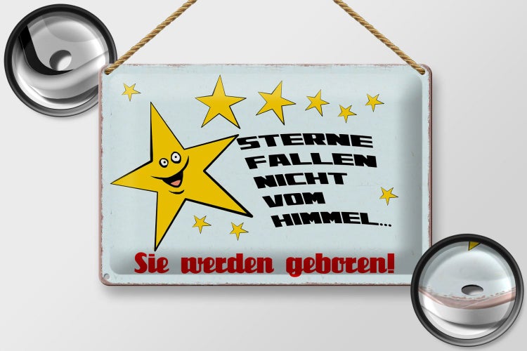 Blechschild Spruch 30x20cm Sterne fallen nicht vom Himmel