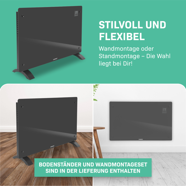 Vonroc Heizkörper zur Wandmontage oder mit Standfüßen