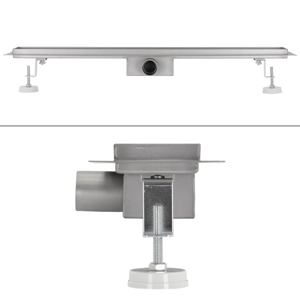 ML-Design Duschrinne 70cm, geschlitzt, extra flach, Edelstahl Bodenablauf Komplettset mit Bodenbefestigung, Duschablauf, selbstreinigender Siphon mit Geruchsstop, Haarsieb, Ablaufrinne für Badezimmer