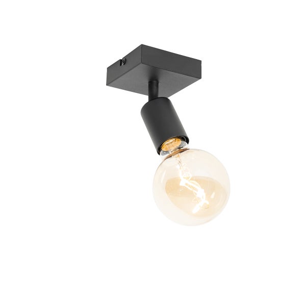 Schwarze Deckenleuchte mit runder Glühbirne