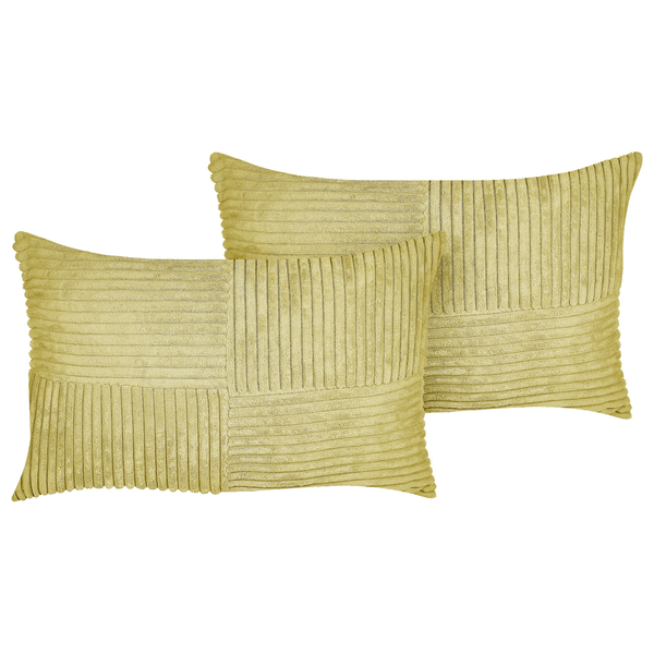 Dekokissen 2er Set MILLET Cord 30 x 50 cm Olivgrün Geometrisches Muster