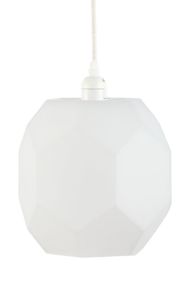 Design Glas Hängelampe Weiß, Würfel Form 30 cm | Wohnzimmer Esszimmer Leuchte