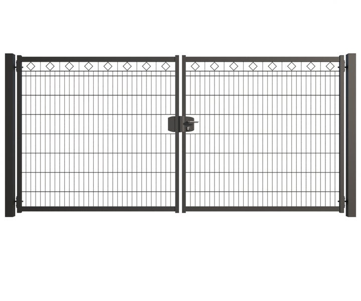 Doppelflügeltor mit Schloss und Drahtgitterfüllung