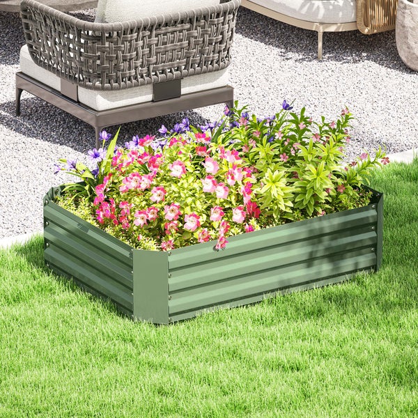 Outsunny Hochbeet aus Stahl, Pflanzbeet Frühbeet Gartenbeet Blumenkasten stapelbar, Pflanzkasten Gemüsebeet 120x90x30cm für Garten Balkon, Pflanzkübel für Blumen, Pflanzen, Gemüse