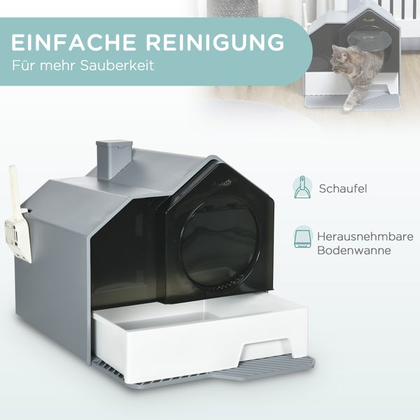 PawHut Katzentoilette, 47L x 45B x 42H cm, Kunststoff, ABS, Grau