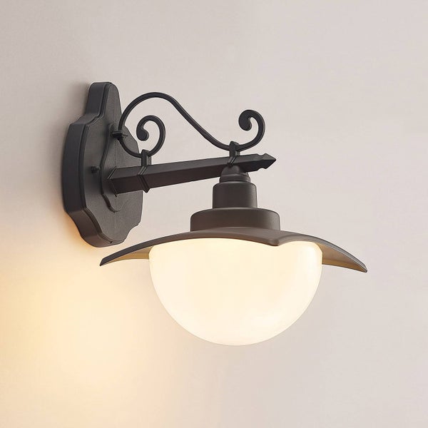 Lindby Wandleuchte außen Elinda (spritzwassergeschützt (Landhaus, Vintage Rustikal) in Schwarz aus Aluminium (1 flammig E27) - Außenwandleuchten Wandlampe Led Außenlampe Outdoor für